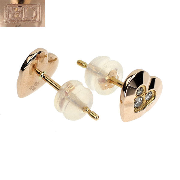 カシケイ K18PG ダイヤモンド ピアス 0.10ct アンフォゲッタブルハート キャッチ社外
