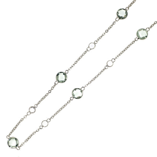 K18WG クオーツ トパーズ ステーション ネックレス 4.85ct