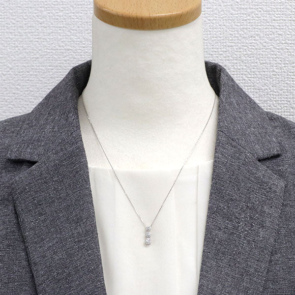 スタージュエリー Pt950 多面/スターカット/ラウンドブリリアント ダイヤモンド ペンダントネックレス 0.33ct