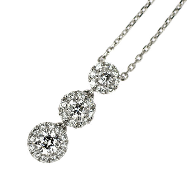 スタージュエリー Pt950 多面/スターカット/ラウンドブリリアント ダイヤモンド ペンダントネックレス 0.33ct