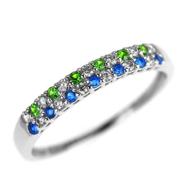 希少 Pt950 デマントイドガーネット アウイナイト ダイヤモンド リング 0.05ct H0.05ct D0.12ct