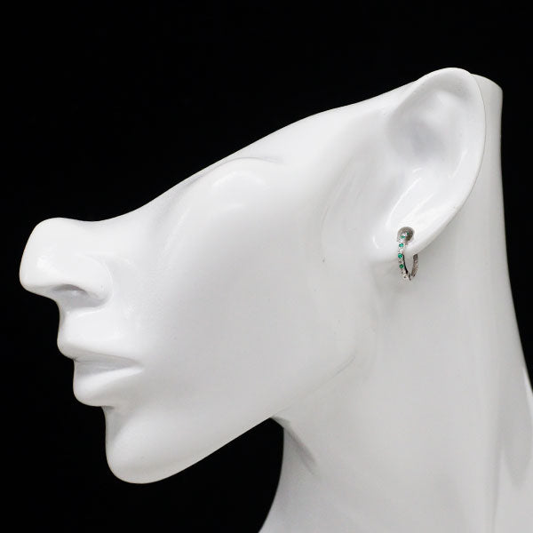 K18WG エメラルド ダイヤモンド フープ ピアス 0.10ct D0.10ct