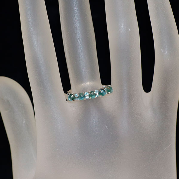 K18WG アレキサンドライトキャッツアイ パライバカラートルマリン リング 0.65ct T0.13ct
