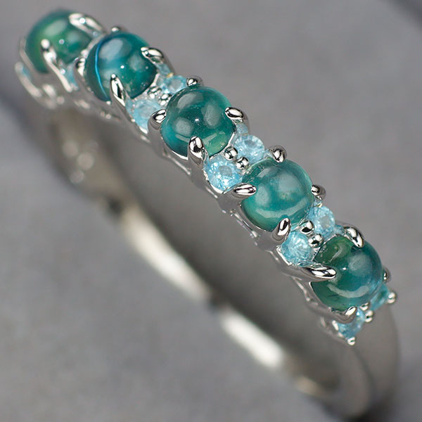 K18WG アレキサンドライトキャッツアイ パライバカラートルマリン リング 0.65ct T0.13ct