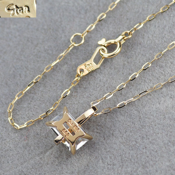 スタージュエリー K10YG クオーツ ダイヤモンド ペンダントネックレス D0.02ct