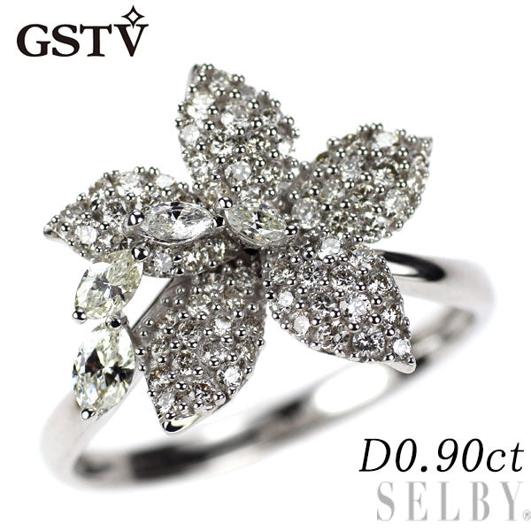 GSTV K18WG ダイヤモンド リング 0.90ct フラワー