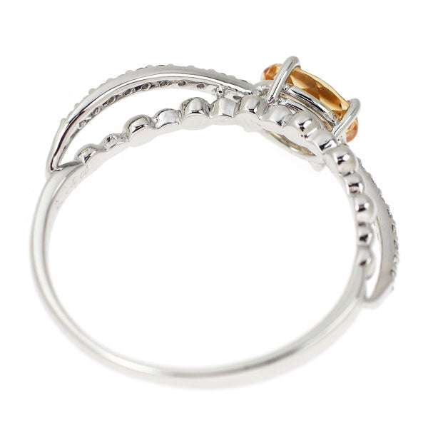 Pt900 サンセットオレンジインペリアルトパーズ ダイヤモンド リング 1.17ct D0.14ct