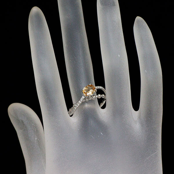Pt900 サンセットオレンジインペリアルトパーズ ダイヤモンド リング 1.17ct D0.14ct