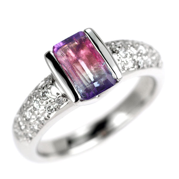 Pt900 パーティカラートルマリン ダイヤモンド リング 1.07ct D0.23ct