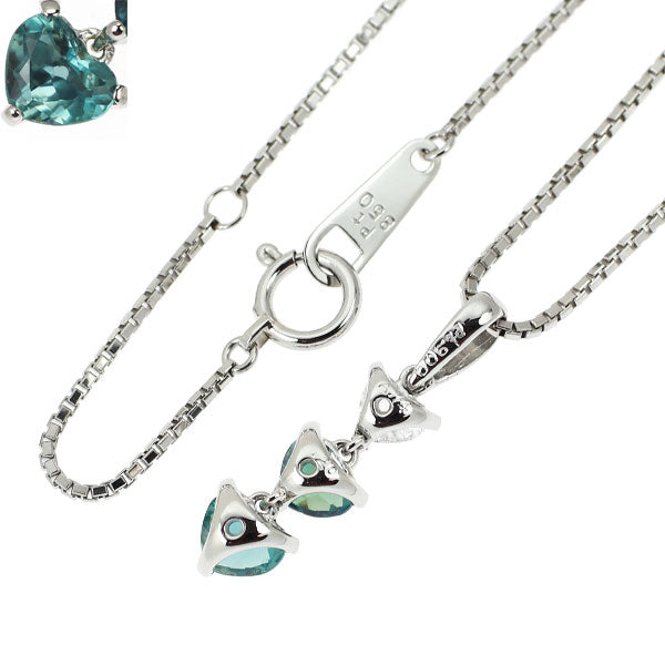 希少 Pt900/ Pt850 ハートシェイプ アレキサンドライト ダイヤモンド ペンダントネックレス 0.74ct D0.20ct