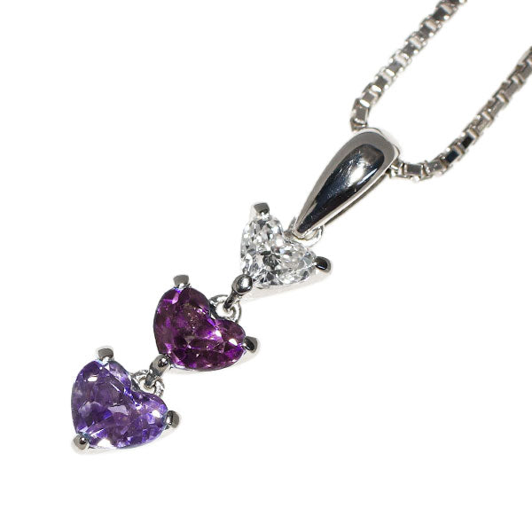 希少 Pt900/ Pt850 ハートシェイプ アレキサンドライト ダイヤモンド ペンダントネックレス 0.74ct D0.20ct