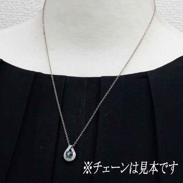 希少 Pt900 アレキサンドライトキャッツアイ ダイヤモンド ペンダントトップ 1.218ct D0.10ct