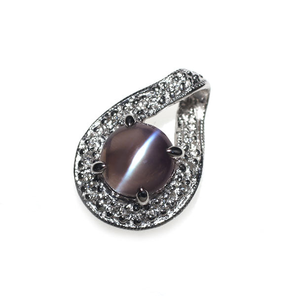 希少 Pt900 アレキサンドライトキャッツアイ ダイヤモンド ペンダントトップ 1.218ct D0.10ct