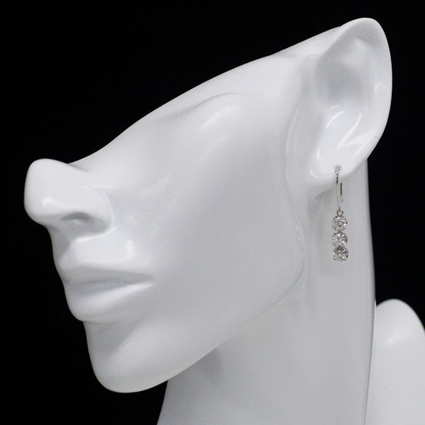 Pt900 ダイヤモンド ピアス 1.50ct スリーストーン