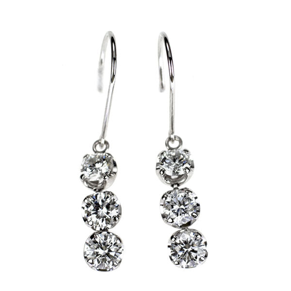 Pt900 ダイヤモンド ピアス 1.50ct スリーストーン
