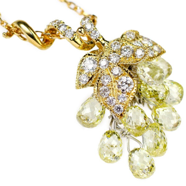 K18YG ブリオレットカット ダイヤモンド ダイヤモンド ペンダントネックレス 2.70ct 0.22 葡萄モチーフ
