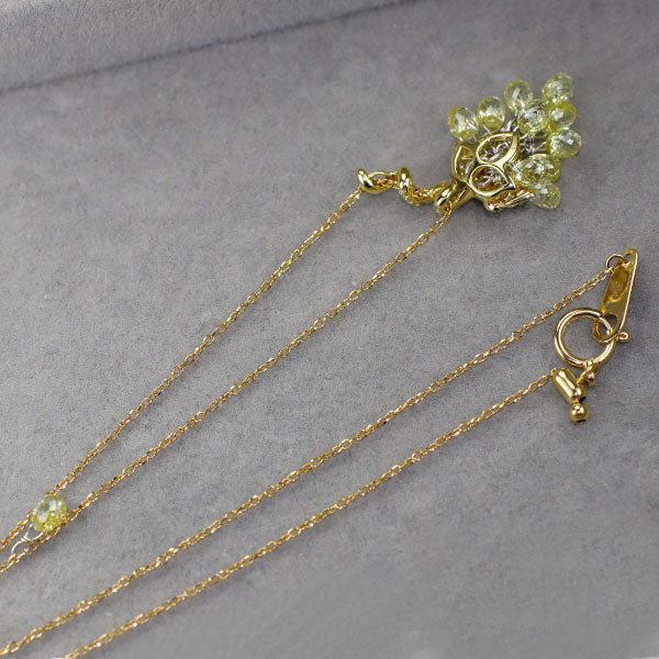 K18YG ブリオレットカット ダイヤモンド ダイヤモンド ペンダントネックレス 2.70ct 0.22 葡萄モチーフ