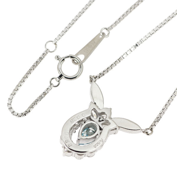 Pt900/ Pt850 アイスブルー/ カラーレス ダイヤモンド ペンダントネックレス 0.36ct D0.68ct
