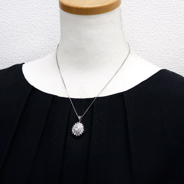 Pt900/ Pt850 LDH ペアシェイプ ダイヤモンド ペンダントネックレス 1.347ct E I1 D1.87ct