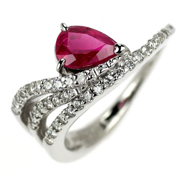 Pt900 ルビー ダイヤモンド リング 0.92ct D0.30ct