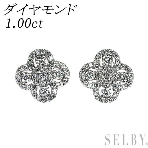 K18WG ダイヤモンド ピアス 1.00ct — セルビーオンラインストア