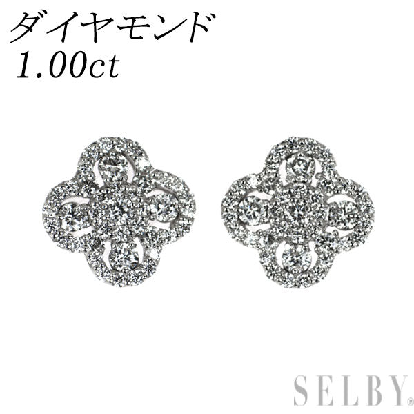 K18WG ダイヤモンド ピアス 1.00ct