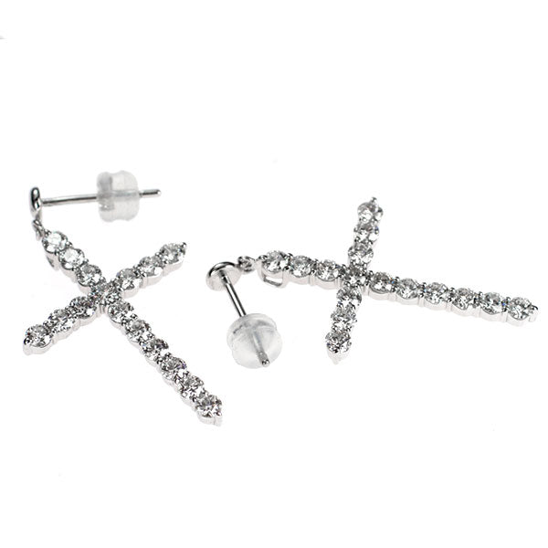 K18WG H&C ダイヤモンド ピアス 2.26ct クロス