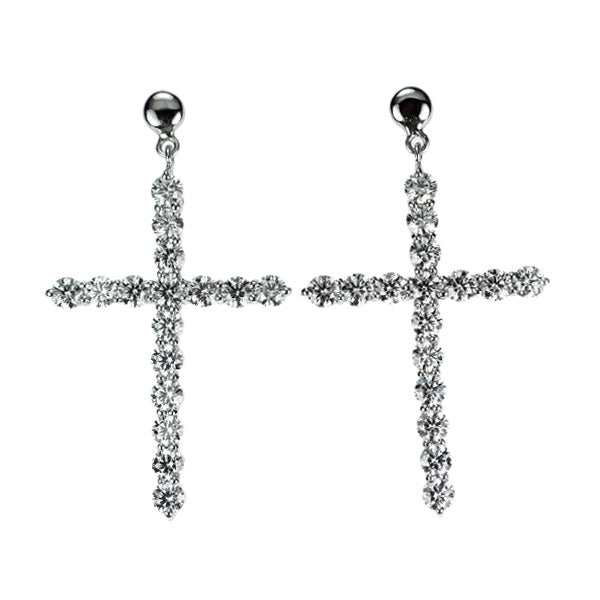 K18WG H&C ダイヤモンド ピアス 2.26ct クロス