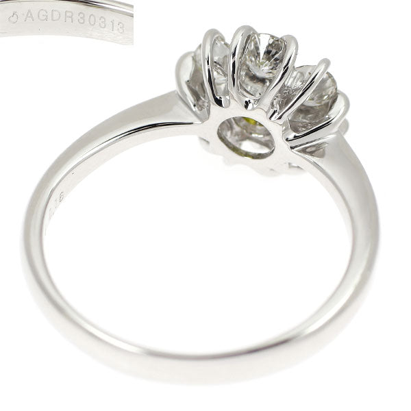 K18WG アップルグリーンダイヤモンド リング 0.16ct D0.56ct フラワー