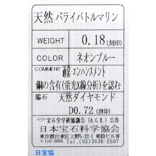 希少 Pt900 パライバトルマリン ダイヤモンド リング 0.18ct D0.72ct