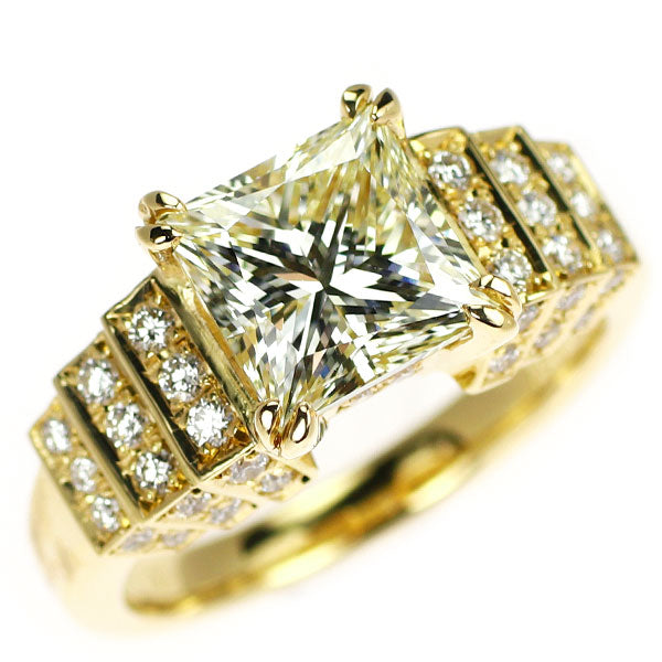 平和堂貿易/セイコー K18YG プリンセスカット ダイヤモンド リング VLY VS1 2.553ct D0.37ct