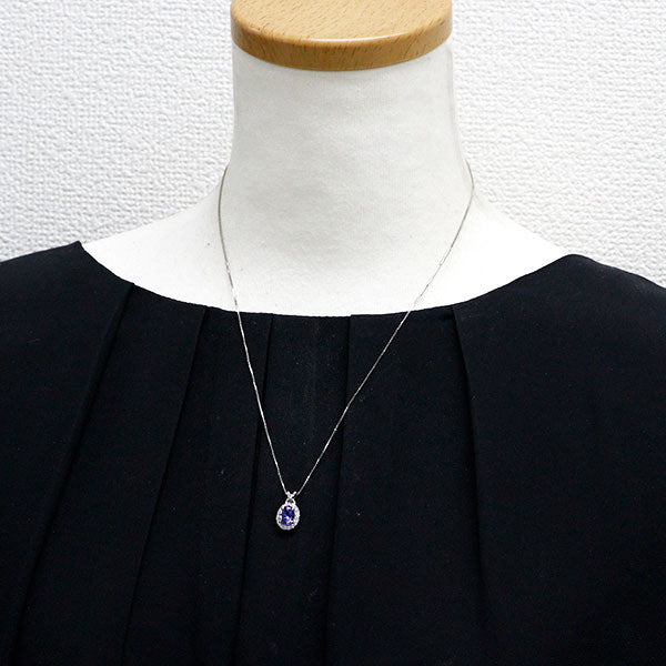 Pt900/ Pt850 タンザナイト ダイヤモンド ペンダントネックレス 1.17ct D0.26ct