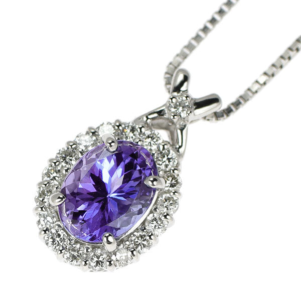 Pt900/ Pt850 タンザナイト ダイヤモンド ペンダントネックレス 1.17ct D0.26ct