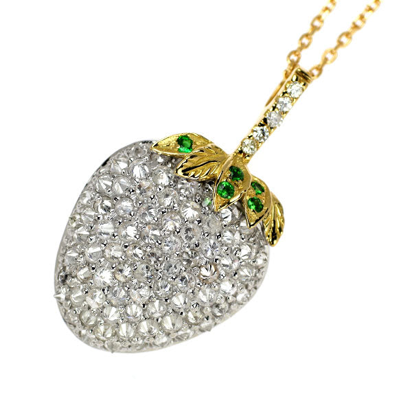 K18YG/WG ダイヤモンド グリーンガーネット ペンダントネックレス 1.00ct