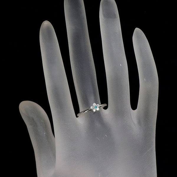 K18WG パライバ トルマリン ダイヤモンド リング 0.027ct D0.13ct