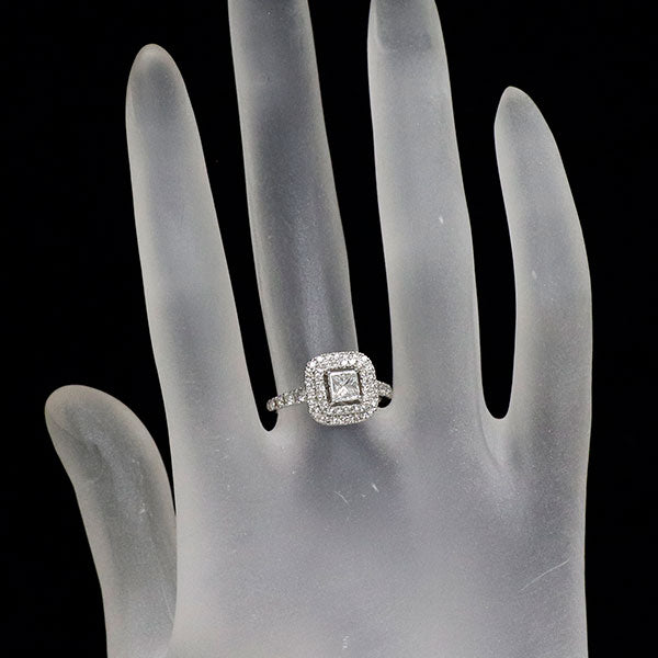 Pt900 プリンセスカット ダイヤモンド リング 0.430ct E VS2 D0.50ct