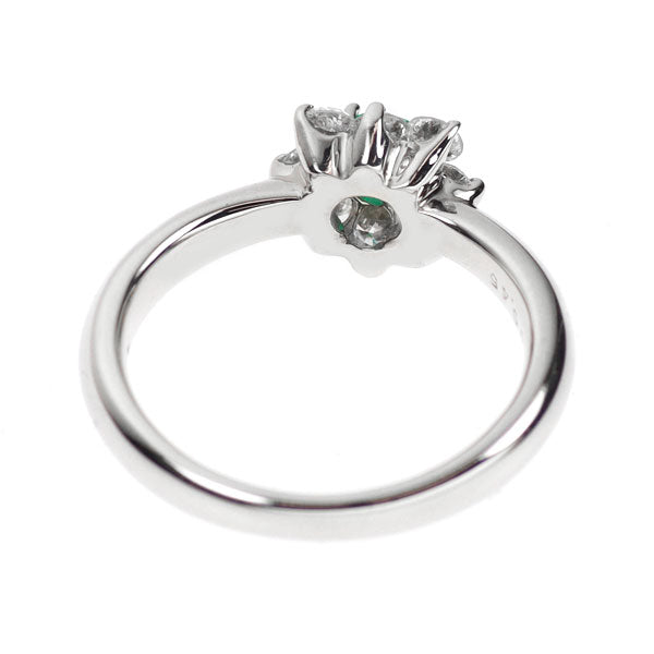 Pt900 エメラルド ダイヤモンド リング 0.18ct D0.45ct フラワー