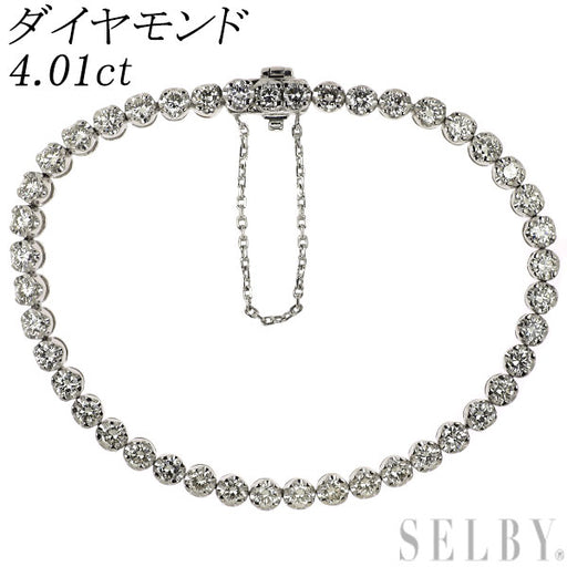 K18WG ダイヤモンド ブレスレット 4.01ct テニス — セルビーオンライン