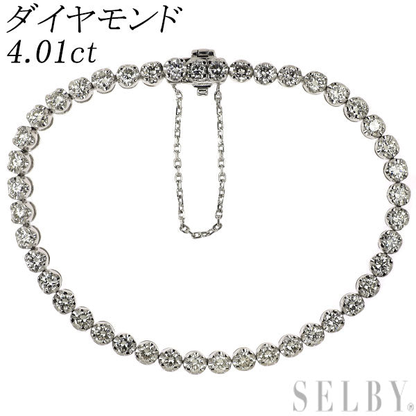K18WG ダイヤモンド ブレスレット 4.01ct テニス