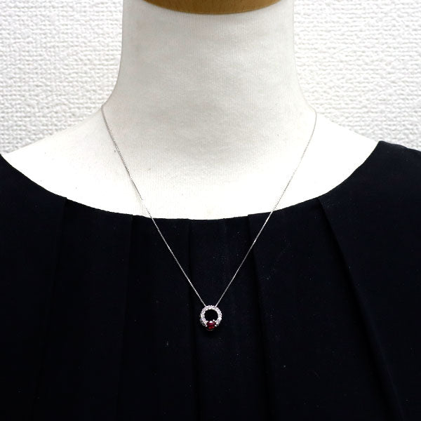 Pt900/ Pt850 ルビー ダイヤモンド ペンダントネックレス 0.41ct D0.34ct