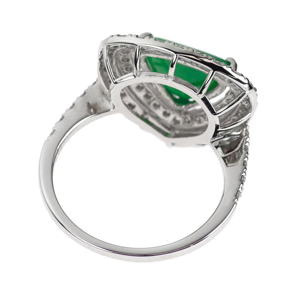 Pt950 翡翠 ダイヤモンド リング 2.358ct D0.75ct