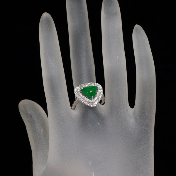 Pt950 翡翠 ダイヤモンド リング 2.358ct D0.75ct