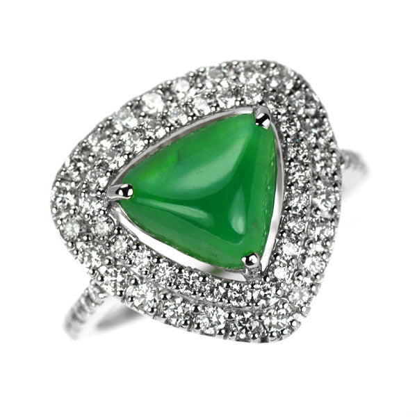 Pt950 翡翠 ダイヤモンド リング 2.358ct D0.75ct