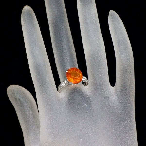 K18WG スペサルティンガーネット ダイヤモンド リング 7.25ct D0.272ct
