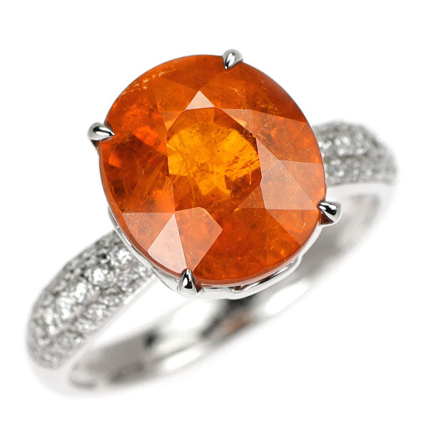K18WG スペサルティンガーネット ダイヤモンド リング 7.25ct D0.272ct