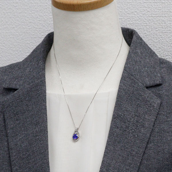 Pt900/ Pt850 タンザナイト ダイヤモンド ペンダントネックレス 1.66ct D0.21ct