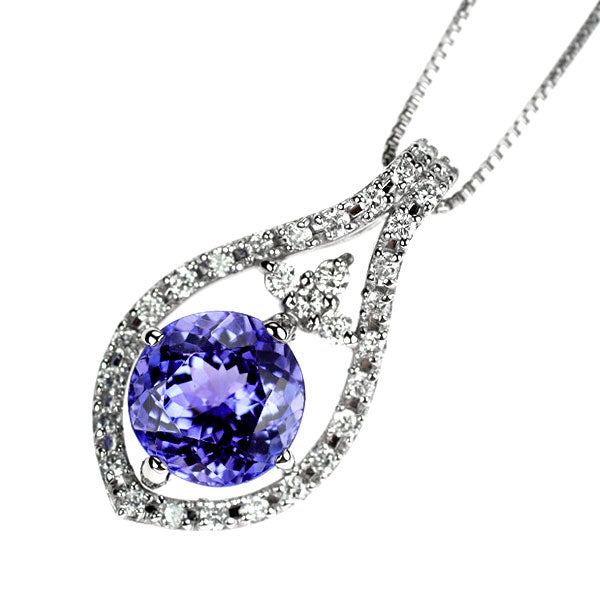 Pt900/ Pt850 タンザナイト ダイヤモンド ペンダントネックレス 1.66ct D0.21ct