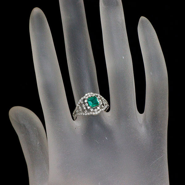 Pt950 エメラルド ダイヤモンド リング 0.517ct D0.52ct