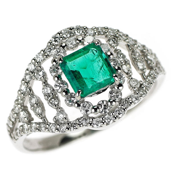 Pt950 エメラルド ダイヤモンド リング 0.517ct D0.52ct