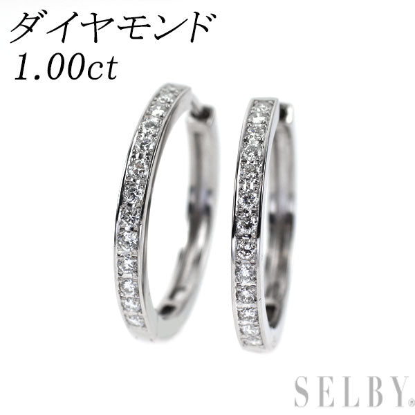 Pt900 ダイヤモンド フープ ピアス 1.00ct
